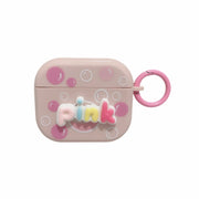 For AirPods Pro Fresh 3D Text Skin Feel Earbuds Box PC Case(Pink)
