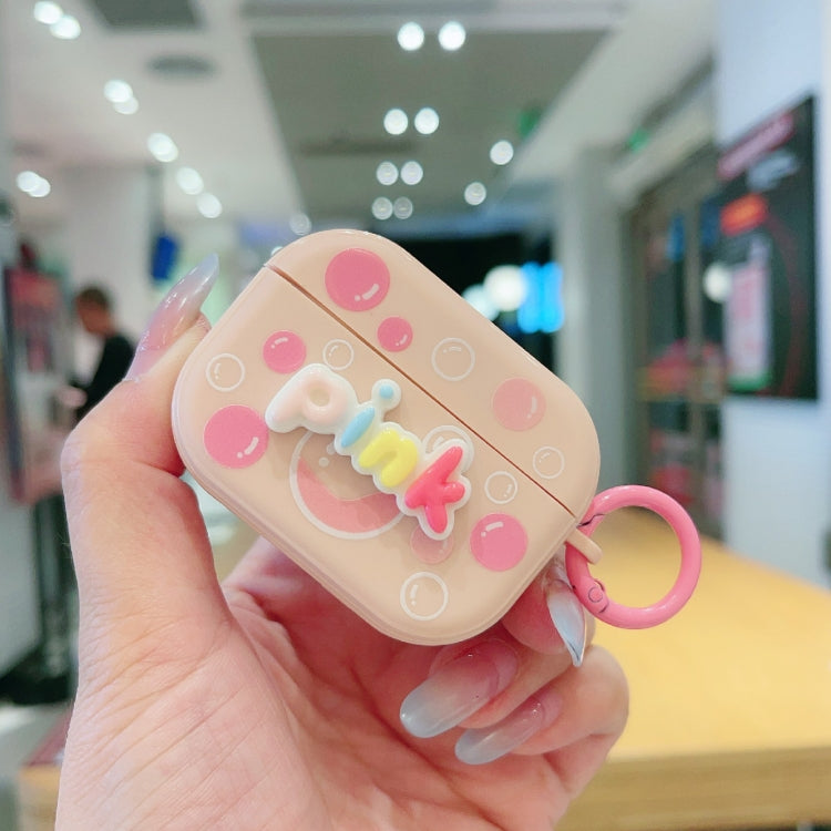For AirPods Pro Fresh 3D Text Skin Feel Earbuds Box PC Case(Pink)