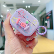 For AirPods Pro Fresh 3D Text Skin Feel Earbuds Box PC Case(Purple)