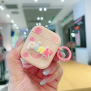 For AirPods 2 / 1 Fresh 3D Text Skin Feel Earbuds Box PC Case(Pink)