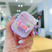 For AirPods 2 / 1 Fresh 3D Text Skin Feel Earbuds Box PC Case(Purple)