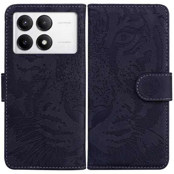 For Redmi K70 / K70 Pro Tiger Embossing Pattern Flip Leather Phone Case(Black)