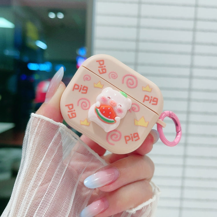 For AirPods 3 Fresh 3D Piglet Pattern Earbuds Box PC Case