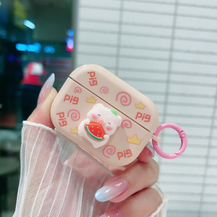 For AirPods Pro Fresh 3D Piglet Pattern Earbuds Box PC Case