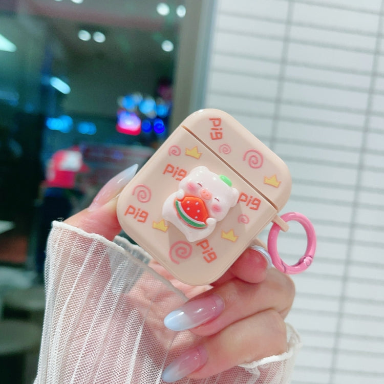 For AirPods 2 / 1 Fresh 3D Piglet Pattern Earbuds Box PC Case