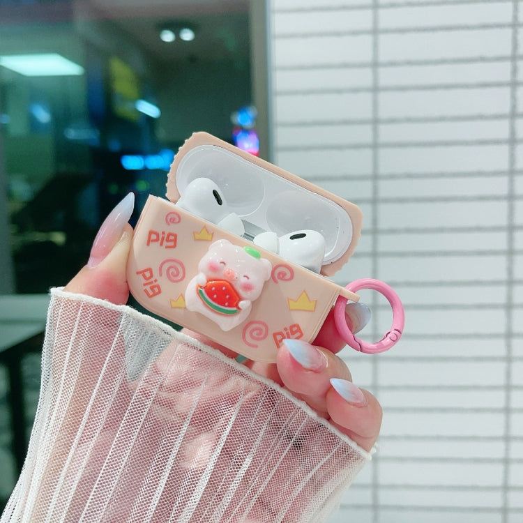 For AirPods 2 / 1 Fresh 3D Piglet Pattern Earbuds Box PC Case