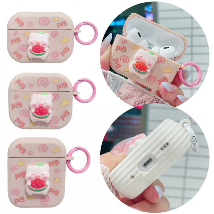 For AirPods 2 / 1 Fresh 3D Piglet Pattern Earbuds Box PC Case