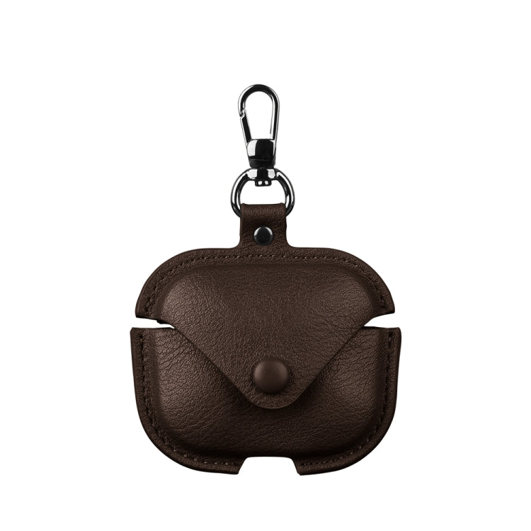 For Redmi Buds 5 / 6S Business Leather Earphone Protective Case with Hook(Dark Brown)