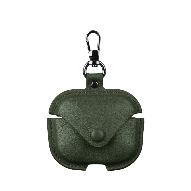For Redmi Buds 5 / 6S Business Leather Earphone Protective Case with Hook(Green)