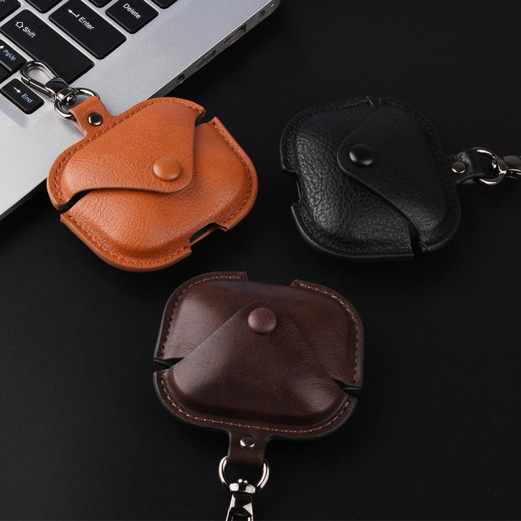 For Redmi Buds 5 Business Leather Earphone Protective Case with Hook(Red)