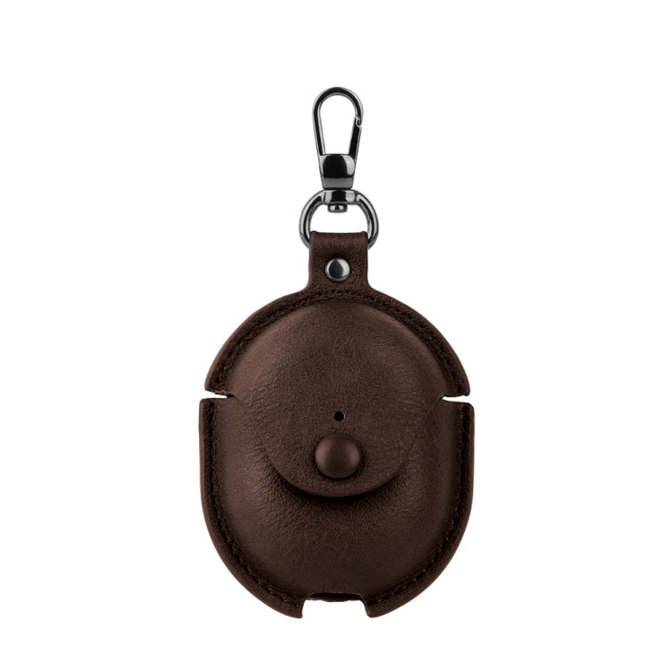 For Redmi Buds 4 Business Leather Earphone Protective Case with Hook(Dark Brown)