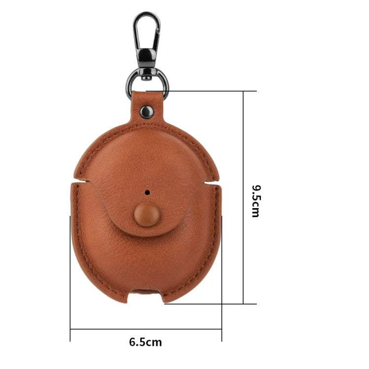 For Redmi Buds 4 Business Leather Earphone Protective Case with Hook(Dark Brown)