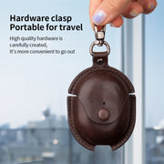 For Redmi Buds 4 Business Leather Earphone Protective Case with Hook(Dark Brown)