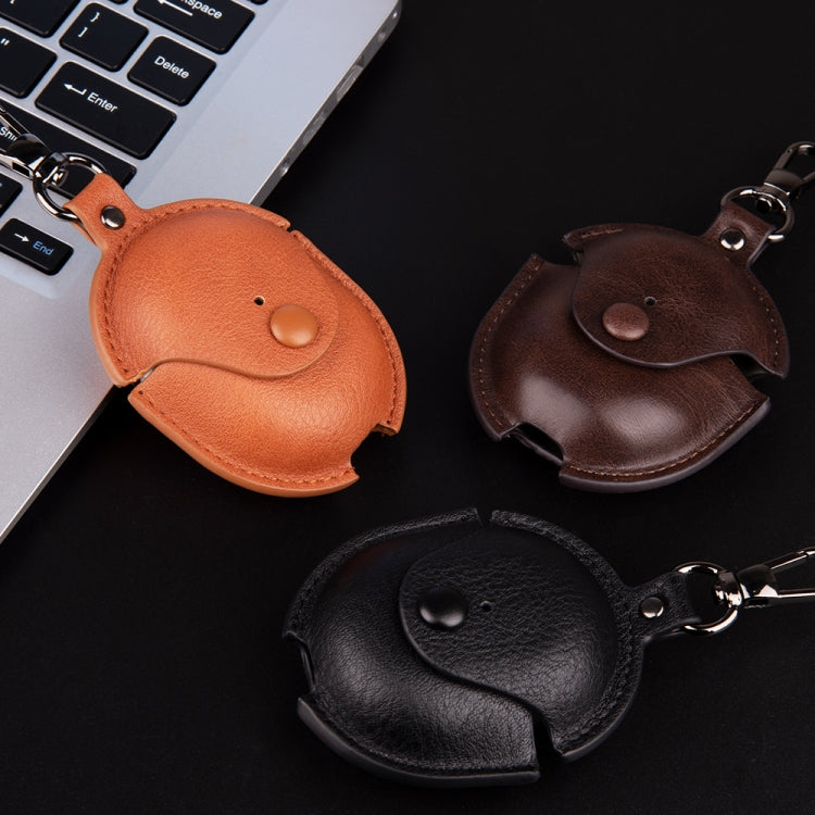 For Redmi Buds 4 Business Leather Earphone Protective Case with Hook(Dark Brown)