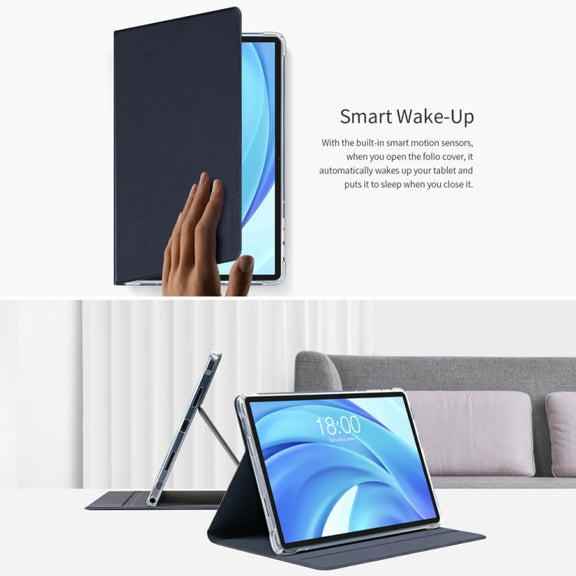 For Teclast T50 HD / T50 Max Anti-slip Texture Smart Tablet Leather Folio Case(Dark Blue)