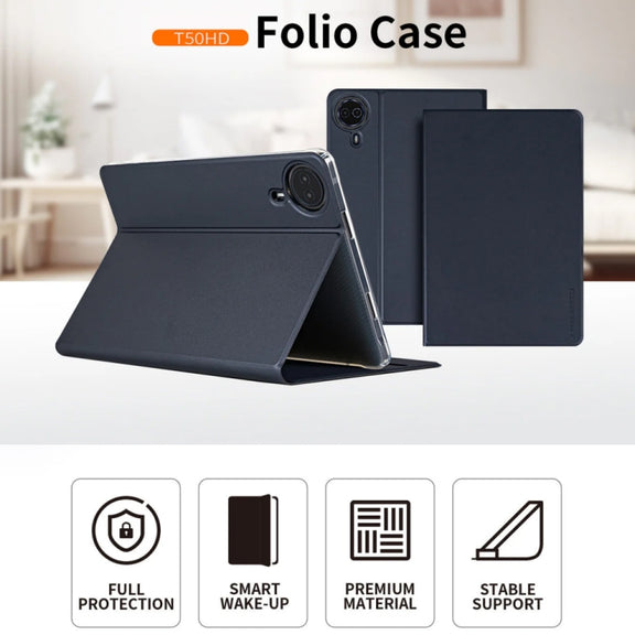 For Teclast T50 HD / T50 Max Anti-slip Texture Smart Tablet Leather Folio Case(Dark Blue)