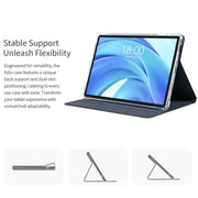 For Teclast T50 HD / T50 Max Anti-slip Texture Smart Tablet Leather Folio Case(Dark Blue)