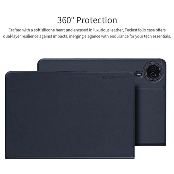 For Teclast T50 HD / T50 Max Anti-slip Texture Smart Tablet Leather Folio Case(Dark Blue)