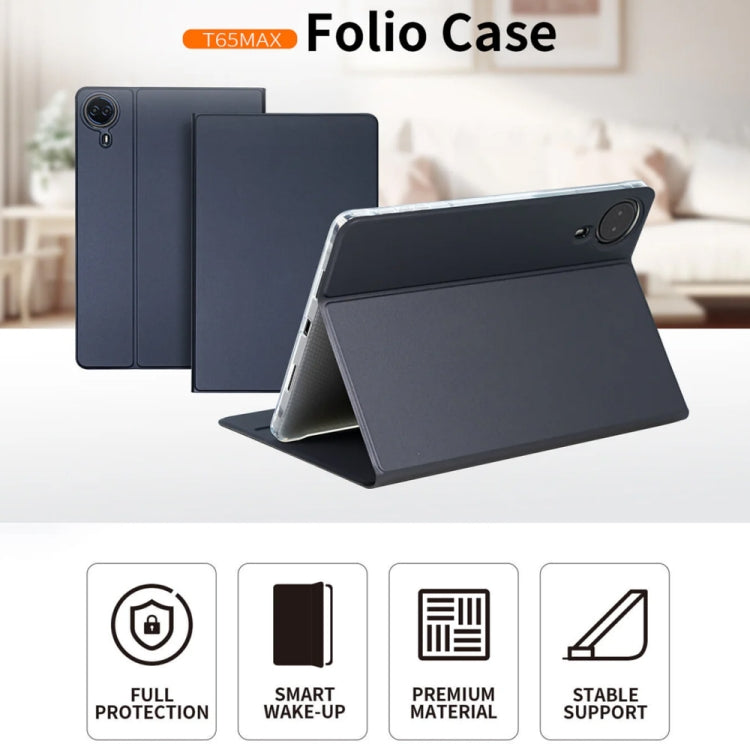 For Teclast T65 Max Anti-slip Texture Smart Tablet Leather Folio Case(Dark Blue)