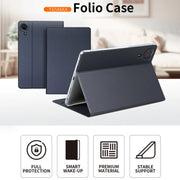 For Teclast T65 Max Anti-slip Texture Smart Tablet Leather Folio Case(Dark Blue)