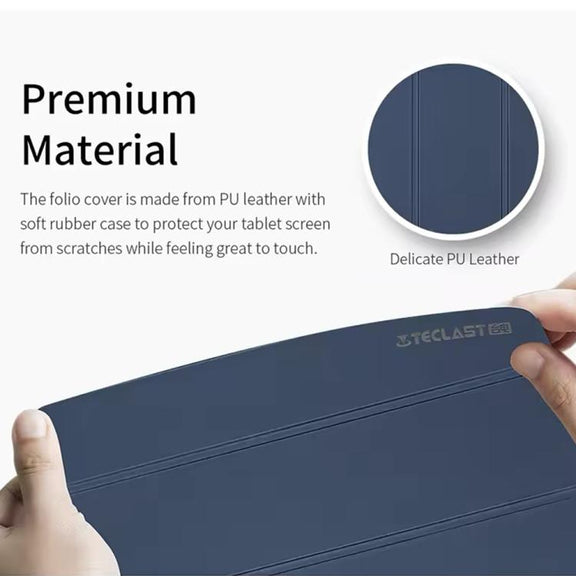 For Teclast P50AI  Anti-slip Texture Smart Tablet Leather Folio Case(Dark Blue)