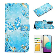 For Samsung Galaxy S25 5G Oil Embossed 3D Drawing Leather Phone Case(Blue Butterflies)
