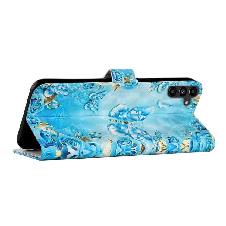 For Samsung Galaxy S25 5G Oil Embossed 3D Drawing Leather Phone Case(Blue Butterflies)
