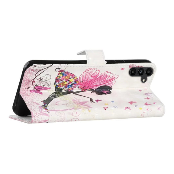 For Samsung Galaxy S25 5G Oil Embossed 3D Drawing Leather Phone Case(Flower Fairy)
