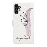 For Samsung Galaxy S25 5G Oil Embossed 3D Drawing Leather Phone Case(Feather)