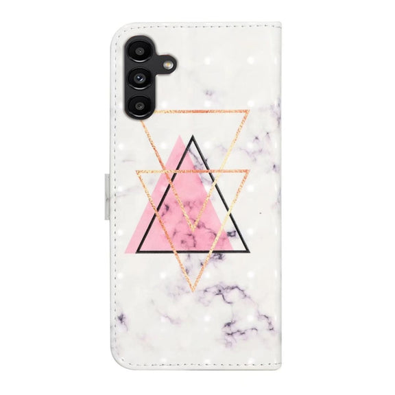 For Samsung Galaxy S25 5G Oil Embossed 3D Drawing Leather Phone Case(Triangular Marble)