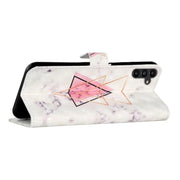 For Samsung Galaxy S25 5G Oil Embossed 3D Drawing Leather Phone Case(Triangular Marble)