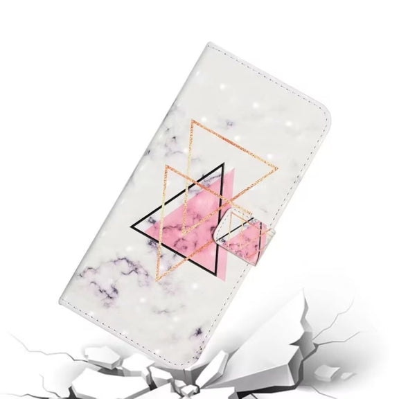 For Samsung Galaxy S25 5G Oil Embossed 3D Drawing Leather Phone Case(Triangular Marble)