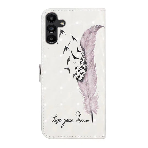 For Samsung Galaxy S25+ 5G Oil Embossed 3D Drawing Leather Phone Case(Feather)
