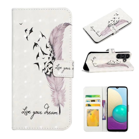 For Samsung Galaxy S25+ 5G Oil Embossed 3D Drawing Leather Phone Case(Feather)