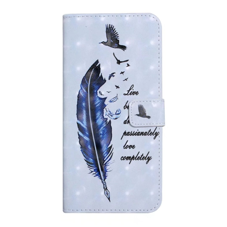 For Samsung Galaxy S25+ 5G Oil Embossed 3D Drawing Leather Phone Case(Blue Feather)