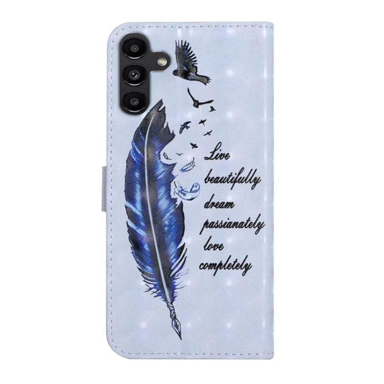 For Samsung Galaxy S25+ 5G Oil Embossed 3D Drawing Leather Phone Case(Blue Feather)