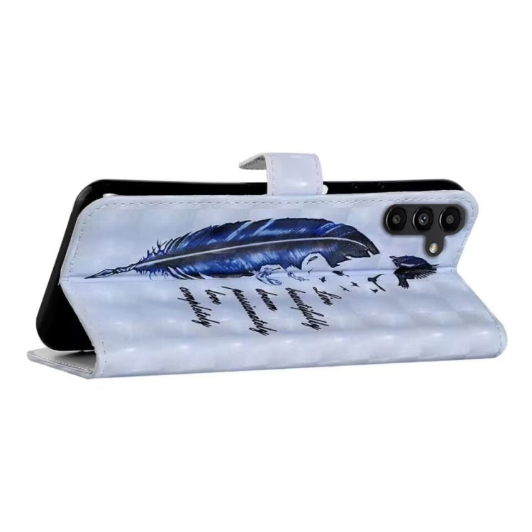 For Samsung Galaxy S25+ 5G Oil Embossed 3D Drawing Leather Phone Case(Blue Feather)