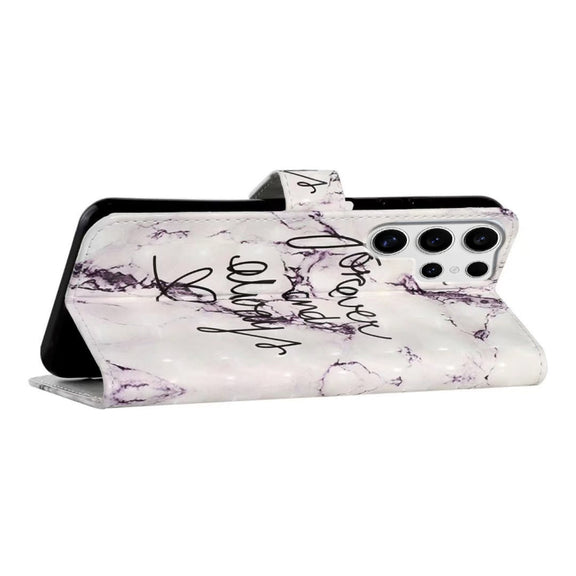 For Samsung Galaxy S25 Ultra 5G Oil Embossed 3D Drawing Leather Phone Case(Words Marble)