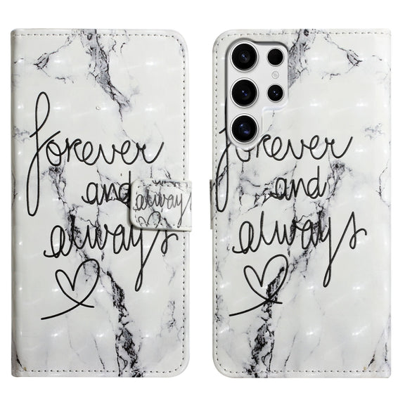 For Samsung Galaxy S25 Ultra 5G Oil Embossed 3D Drawing Leather Phone Case(Words Marble)