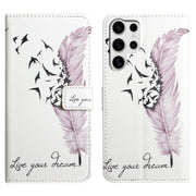 For Samsung Galaxy S25 Ultra 5G Oil Embossed 3D Drawing Leather Phone Case(Feather)