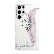 For Samsung Galaxy S25 Ultra 5G Oil Embossed 3D Drawing Leather Phone Case(Feather)