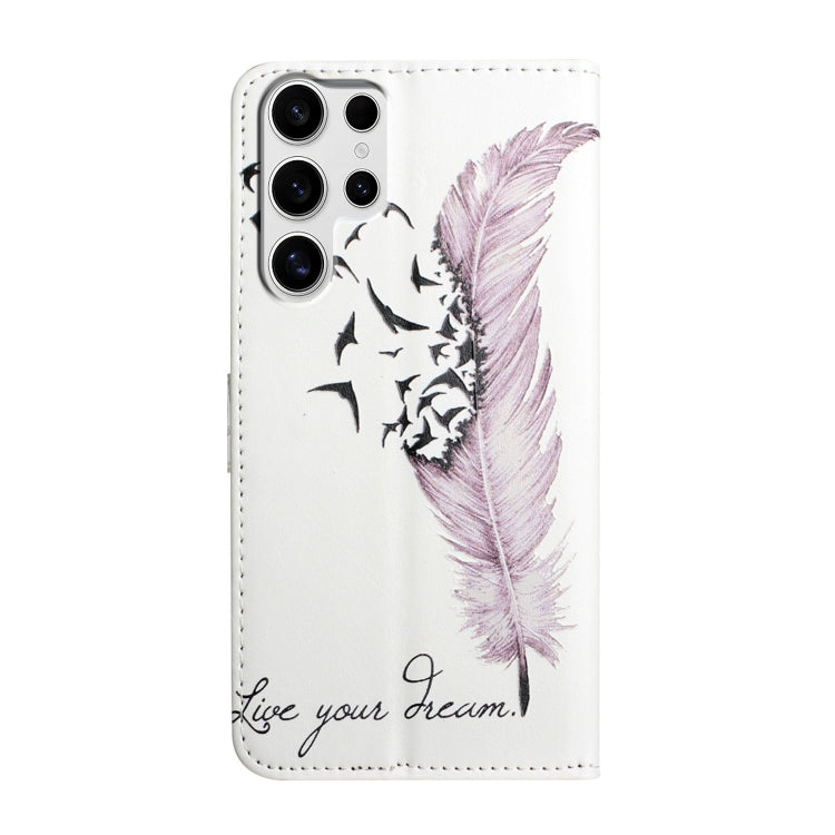 For Samsung Galaxy S25 Ultra 5G Oil Embossed 3D Drawing Leather Phone Case(Feather)