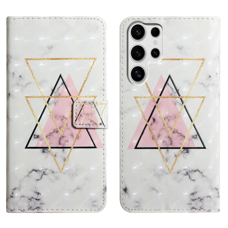 For Samsung Galaxy S25 Ultra 5G Oil Embossed 3D Drawing Leather Phone Case(Triangular Marble)