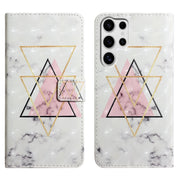 For Samsung Galaxy S25 Ultra 5G Oil Embossed 3D Drawing Leather Phone Case(Triangular Marble)