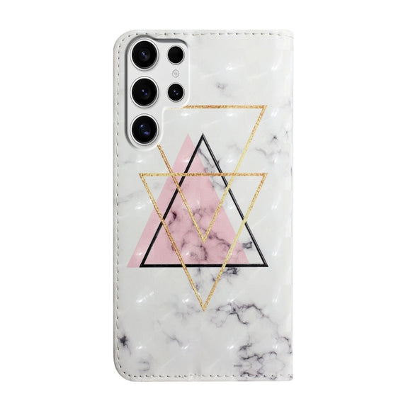 For Samsung Galaxy S25 Ultra 5G Oil Embossed 3D Drawing Leather Phone Case(Triangular Marble)