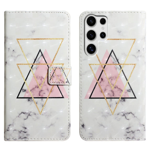For Samsung Galaxy S25 Ultra 5G Oil Embossed 3D Drawing Leather Phone Case(Triangular Marble)