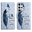 For Samsung Galaxy S25 Ultra 5G Oil Embossed 3D Drawing Leather Phone Case(Blue Feather) - Galaxy S25 Ultra 5G Cases by PMC TechLife | Online Shopping South Africa | PMC TechLife | Buy Now Pay Later Mobicred