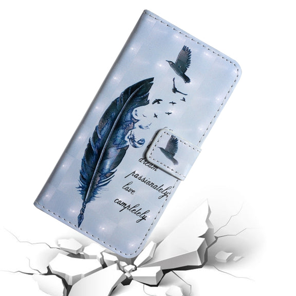 For Samsung Galaxy S25 Ultra 5G Oil Embossed 3D Drawing Leather Phone Case(Blue Feather)