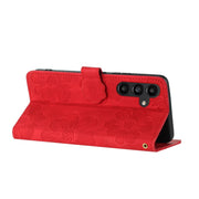For Samsung Galaxy S25 5G Flower Embossing Pattern Leather Phone Case(Red)