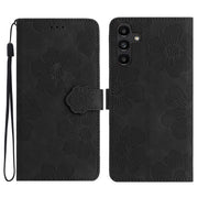 For Samsung Galaxy S25 5G Flower Embossing Pattern Leather Phone Case(Black)